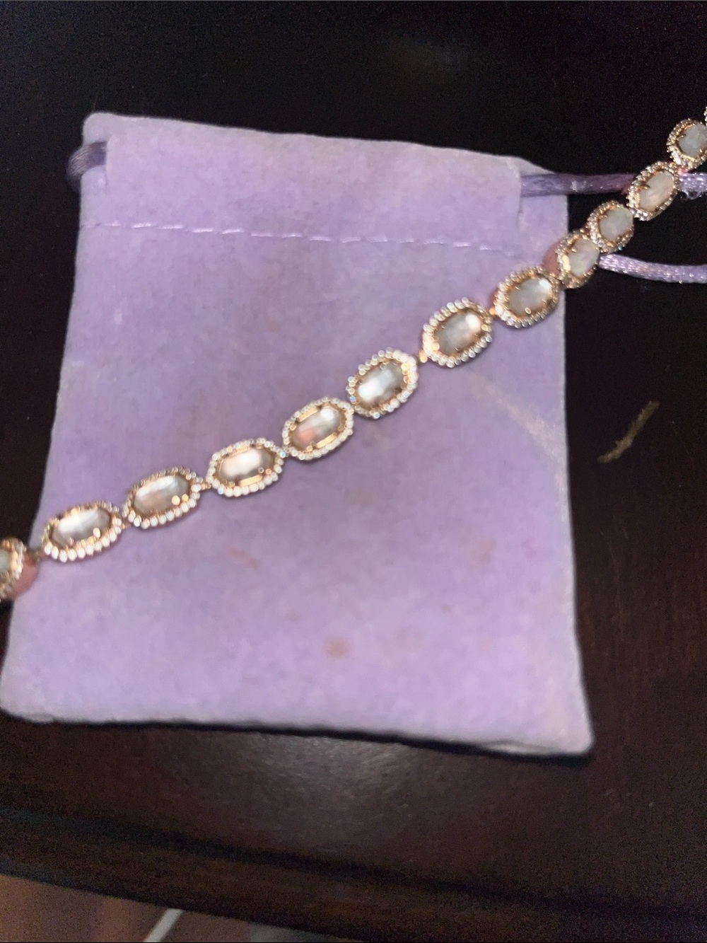 Kendra Scott Cole rose gold bridal mother of Pearl bracelet w pave $250!! Sale